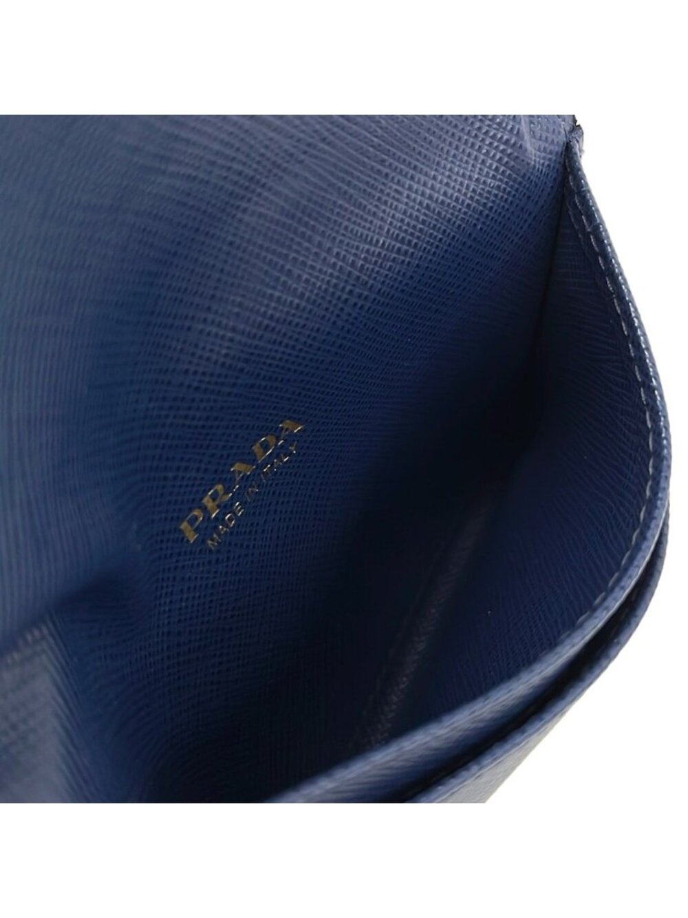 Prada Card Case Navy Gold Leather - Picture 4 of 5